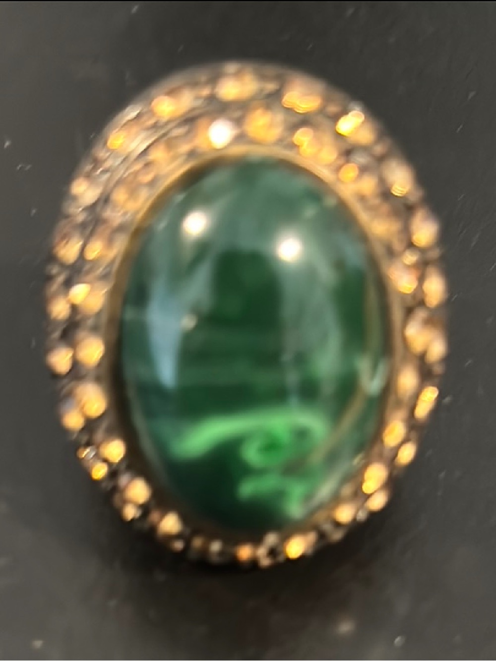Green Cabochon Stone Statement Ring - Women Jewelry.